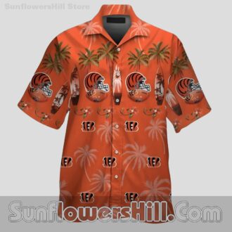 Cincinnati Bengals Palm Tree Helmet Hawaiian Shirt for Beach Tailgates