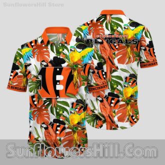 Cincinnati Bengals Parrot Print Hawaiian Shirt for Beach Trips and Game Day