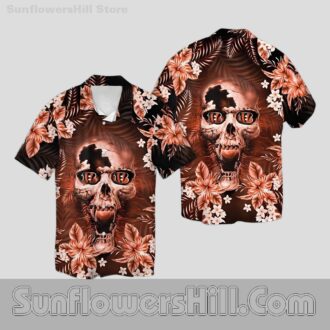 Cincinnati Bengals Skull Floral Hawaiian Shirt for Summer Tailgates