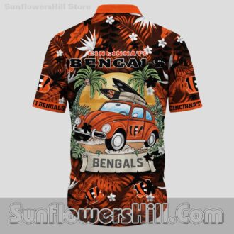 Cincinnati Bengals Sunset Car Hawaiian Shirt for Beach Trip Fans
