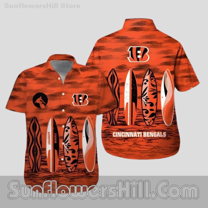 Cincinnati Bengals Surfboard Print Hawaiian Shirt for Beach Lovers Cincinnati Bengals Surfboard Print Hawaiian Shirt for Beach Lovers