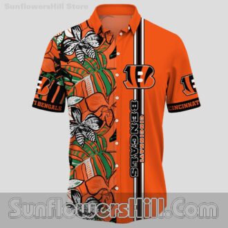 Cincinnati Bengals Tropical Leaf Button Up Shirt for Game Day Fans