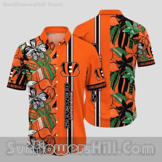 Cincinnati Bengals Tropical Leaf Button Up Shirt for Game Day Fans