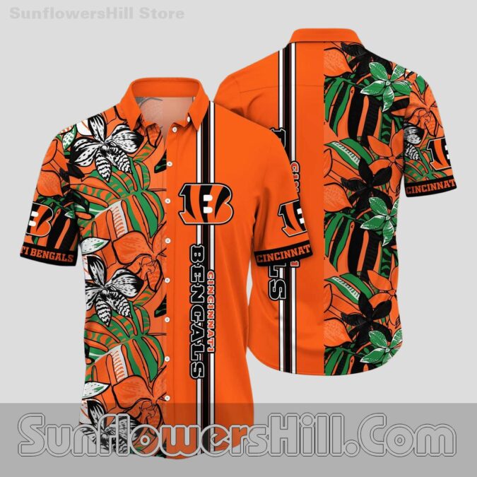 Cincinnati Bengals Tropical Leaf Button Up Shirt for Game Day Fans