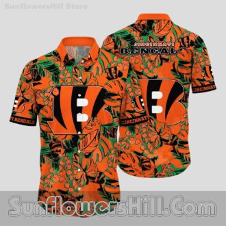 Cincinnati Bengals Tropical Leaf Hawaiian Shirt for Beach Days and Tailgates