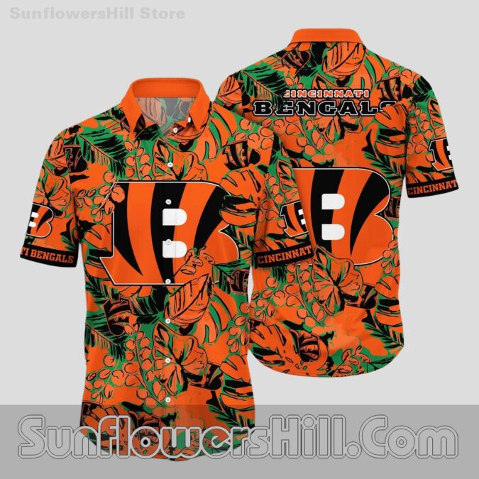 Cincinnati Bengals Tropical Leaf Hawaiian Shirt for Beach Days and Tailgates