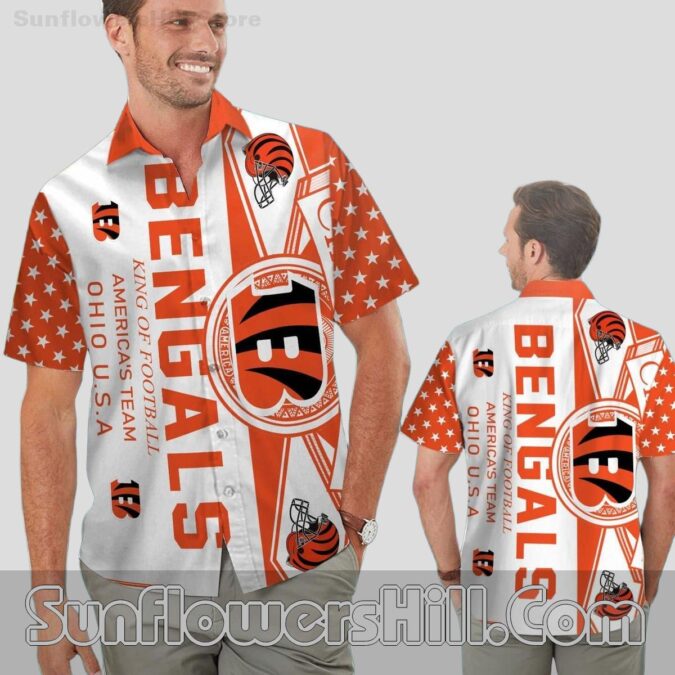 Cincinnati Bengals USA Flag Inspired Hawaiian Shirt for Game Day Fans Cincinnati Bengals USA Flag Inspired Hawaiian Shirt for Game Day Fans