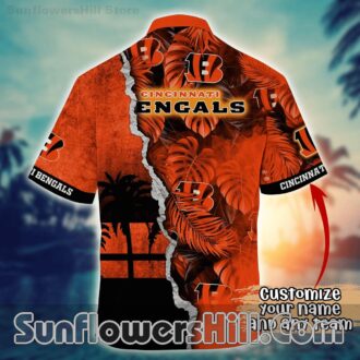 Cincinnati Bengals Vintage Palm Tree Short Sleeve Shirt for Sports Lovers