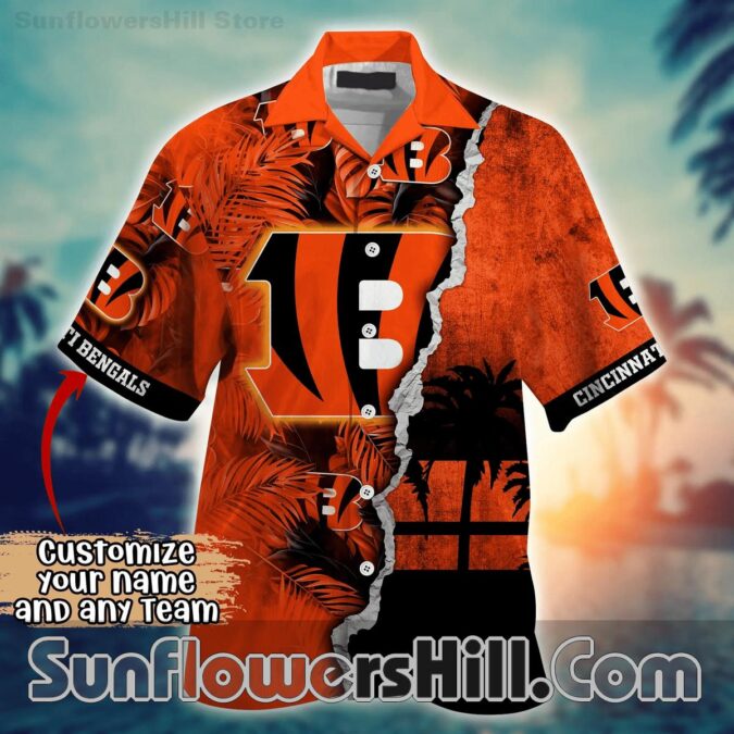 Cincinnati Bengals Vintage Palm Tree Short Sleeve Shirt for Sports Lovers