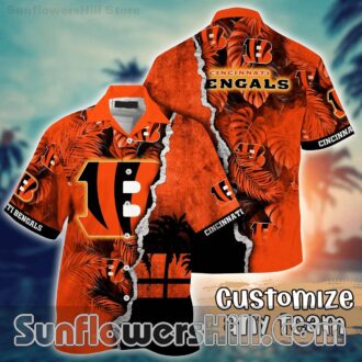 Cincinnati Bengals Vintage Palm Tree Short Sleeve Shirt for Sports Lovers