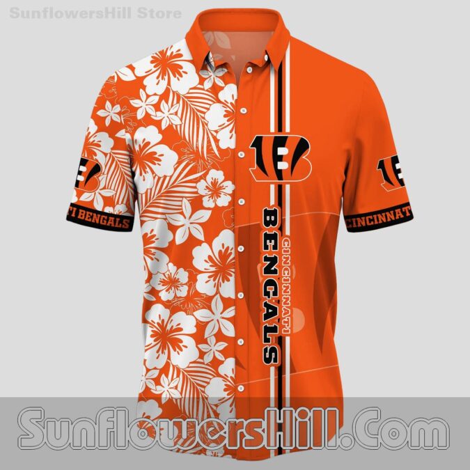 Cincinnati Bengals White Hibiscus Button Up Shirt for Beach Trips Cincinnati Bengals White Hibiscus Button Up Shirt for Beach Trips