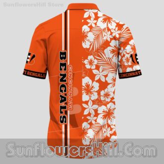 Cincinnati Bengals White Hibiscus Button Up Shirt for Beach Trips