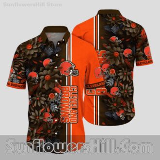 Cleveland Browns Black Leaf Aloha Shirt for Summer Parties and Football Sundays