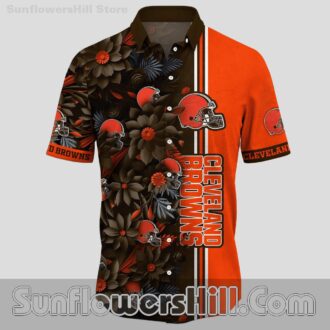 Cleveland Browns Black Leaf Aloha Shirt for Summer Parties and Football Sundays