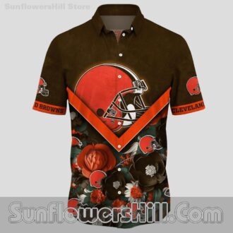 Cleveland Browns Chevron Floral Button Up Shirt for Game Day Fans