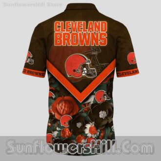 Cleveland Browns Chevron Floral Button Up Shirt for Game Day Fans