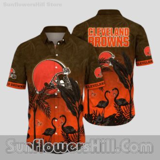 Cleveland Browns Flamingo Sunset Hawaiian Shirt for Beach Trips