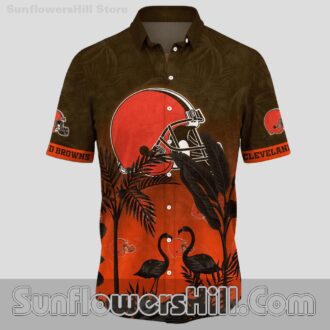 Cleveland Browns Flamingo Sunset Hawaiian Shirt for Beach Trips