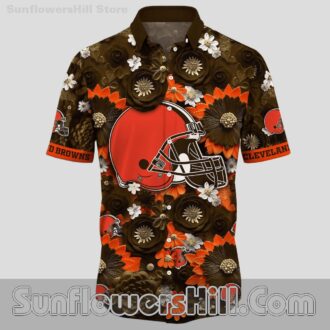 Cleveland Browns Floral Burst Hawaiian Shirt for Beach Trips