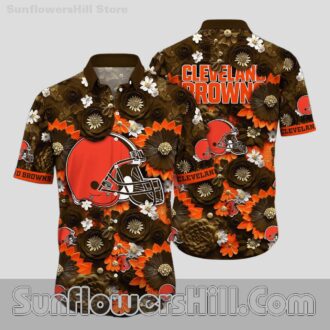Cleveland Browns Floral Burst Hawaiian Shirt for Beach Trips