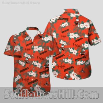 Cleveland Browns Floral Orange Hawaiian Shirt for Beach Day Fans