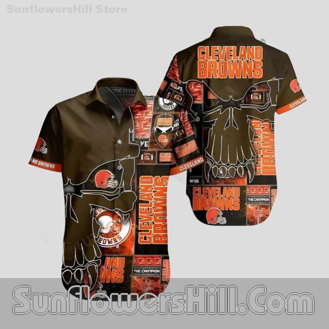 Cleveland Browns Grit Skull Hawaiian Shirt for Bold Football Lovers