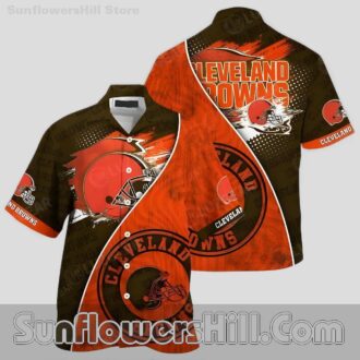 Cleveland Browns Helmet Brush Stroke Button Up Shirt for Tailgate Parties