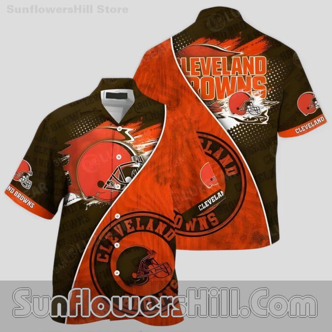 Cleveland Browns Helmet Brush Stroke Button Up Shirt for Tailgate Parties