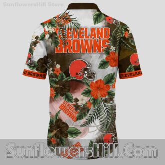 Cleveland Browns Hibiscus Aloha Button Up Shirt for Beach Trips and Game Day