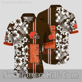 Cleveland Browns Hibiscus Leaf Hawaiian Shirt for Beach BBQs