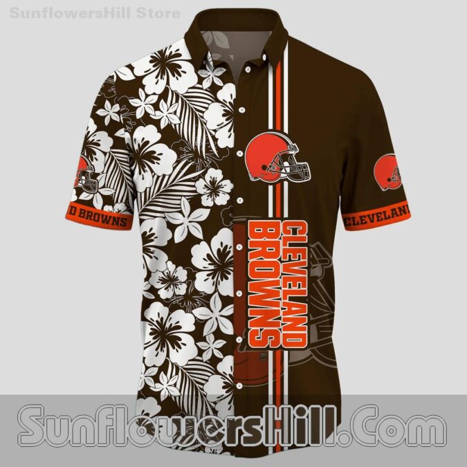 Cleveland Browns Hibiscus Leaf Hawaiian Shirt for Beach BBQs