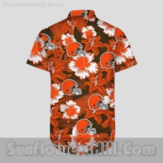 Cleveland Browns Orange Hibiscus Hawaiian Shirt for Game Day and Summer Parties