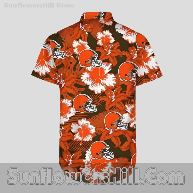Cleveland Browns Orange Hibiscus Hawaiian Shirt for Game Day and Summer Parties