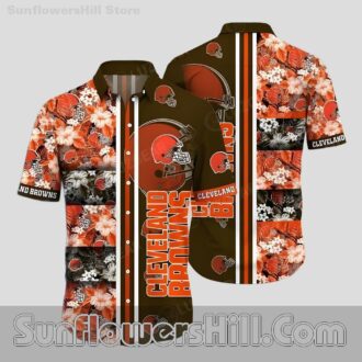 Cleveland Browns Orange Hibiscus Hawaiian Shirt for Game Day Style