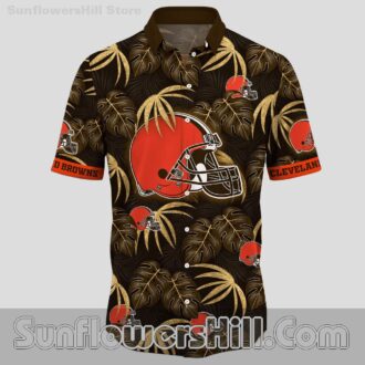 Cleveland Browns Palm Leaf Button Up Shirt for Beach Trips and Game Days