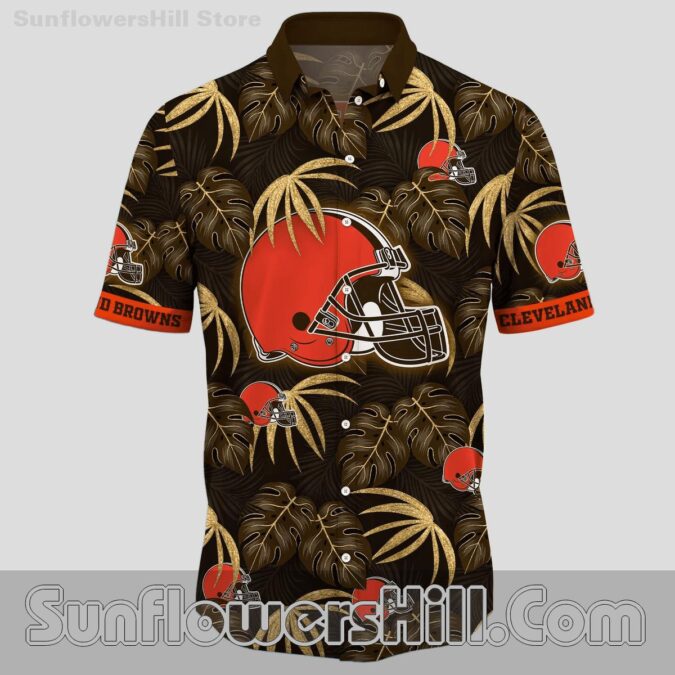 Cleveland Browns Palm Leaf Button Up Shirt for Beach Trips and Game Days