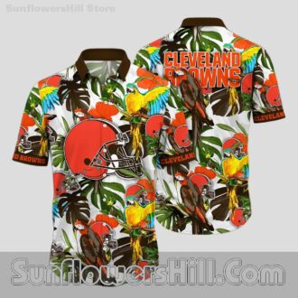 Cleveland Browns Parrot Print Hawaiian Shirt for Beach Trips