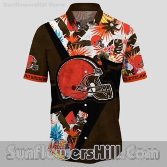 Cleveland Browns Pineapple Floral Button Up Shirt for Beach Trips