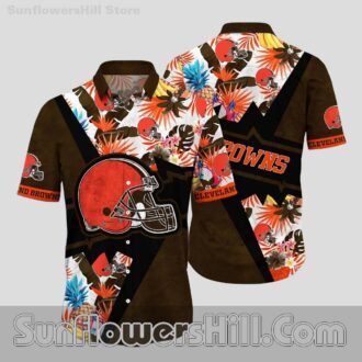 Cleveland Browns Pineapple Floral Button Up Shirt for Beach Trips