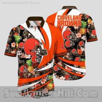 Cleveland Browns Pineapple Floral Hawaiian Shirt for Beach Trips and Tailgates