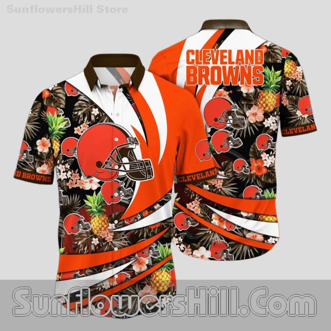 Cleveland Browns Pineapple Floral Hawaiian Shirt for Beach Trips and Tailgates