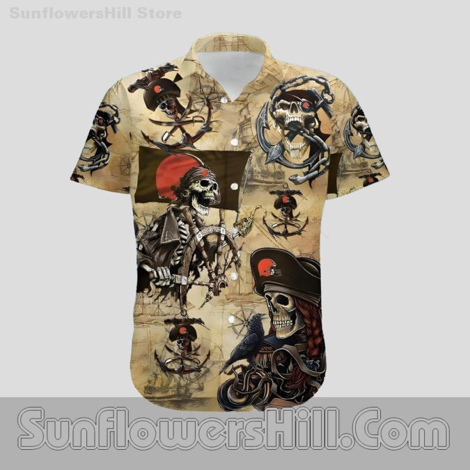 Cleveland Browns Pirate Skull Hawaiian Shirt for Game Day Fans