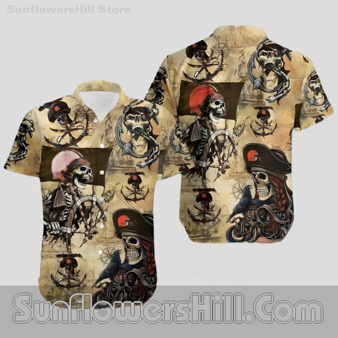 Cleveland Browns Pirate Skull Hawaiian Shirt for Game Day Fans