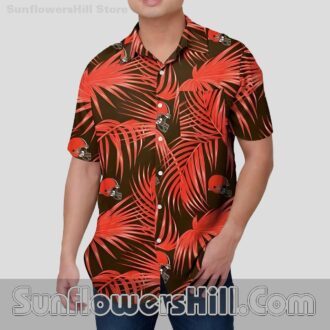 Cleveland Browns Red Palm Leaf Hawaiian Shirt for Game Day BBQs
