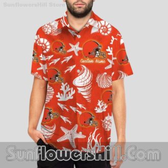 Cleveland Browns Sea Shell Print Hawaiian Shirt for Beach Day Fans