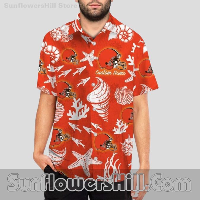 Cleveland Browns Sea Shell Print Hawaiian Shirt for Beach Day Fans