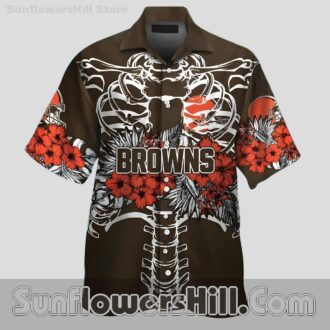 Cleveland Browns Skeleton Floral Hawaiian Shirt for Game Day Fans