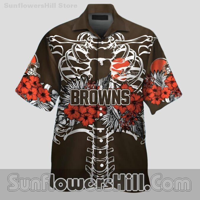 Cleveland Browns Skeleton Floral Hawaiian Shirt for Game Day Fans