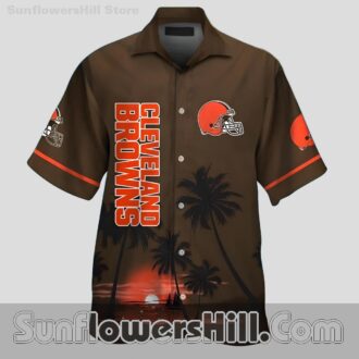 Cleveland Browns Sunset Beach Button Up for Summer BBQ Fans