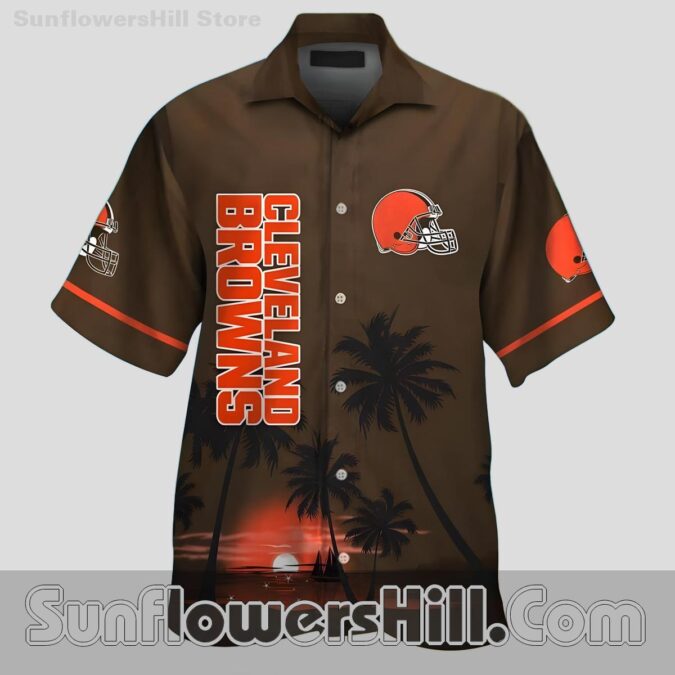 Cleveland Browns Sunset Beach Button Up for Summer BBQ Fans